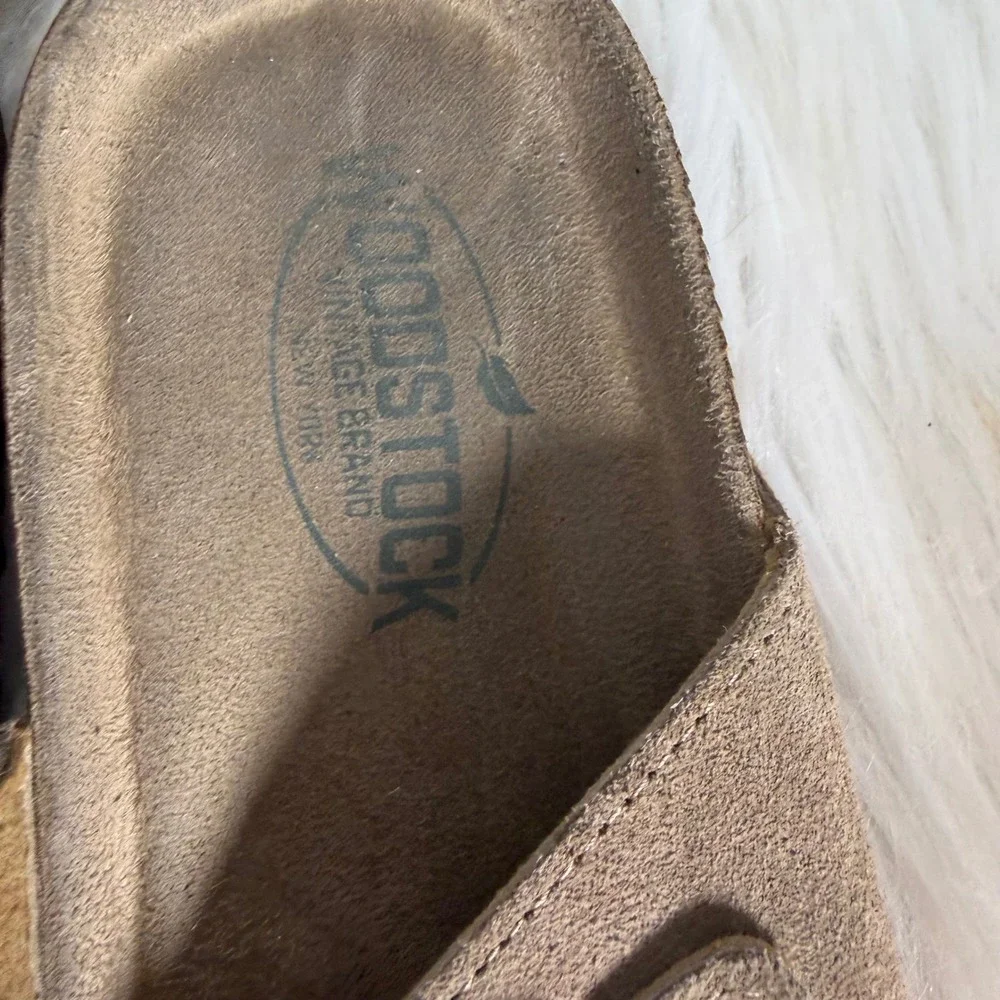Woodstock VTG Brand Boys Tan Suede Leather Double Buckle Slide‎ Sandals Size 6M